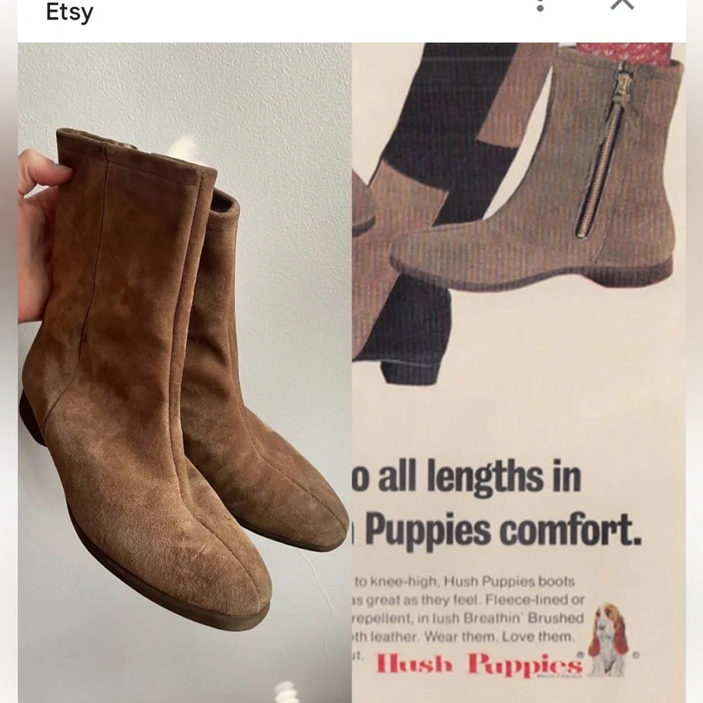 Hush Puppies Brushed Pigskin Boot with Faux Shearling Lining Sz 9/ 9.5